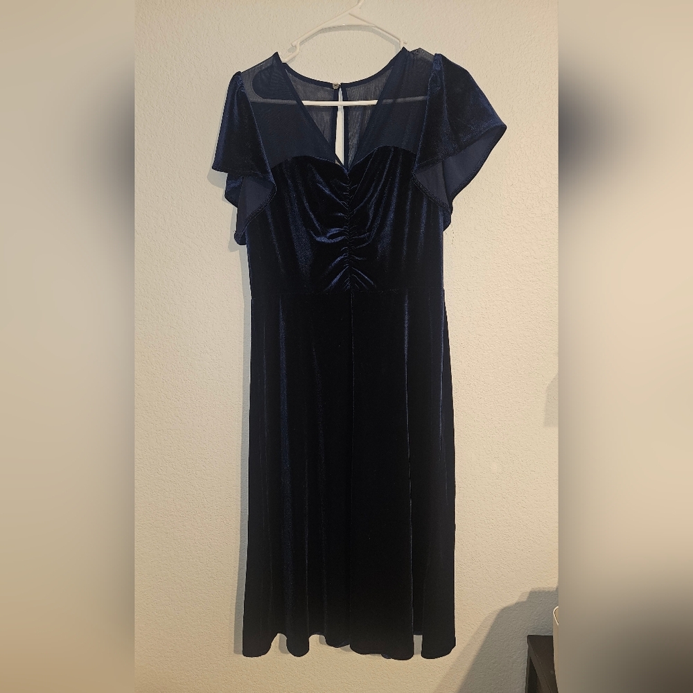 London Times Midnight Blue Midi Dress